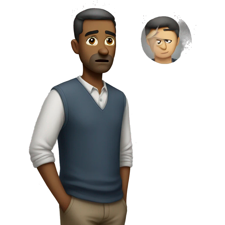 a man standing looking at you with disappointment emoji