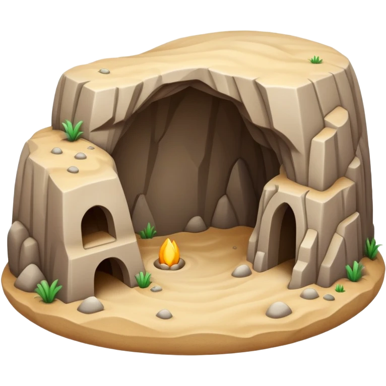 generate realistic detailed cave in 3d style with sand  emoji
