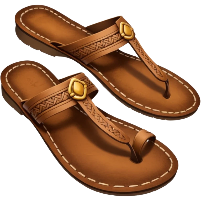 generate an ios genmoji of a kolhapuri chappal (brown) emoji