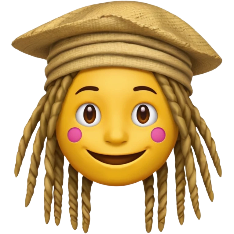 Yellow smile emoji with dreads and a colorful hat emoji