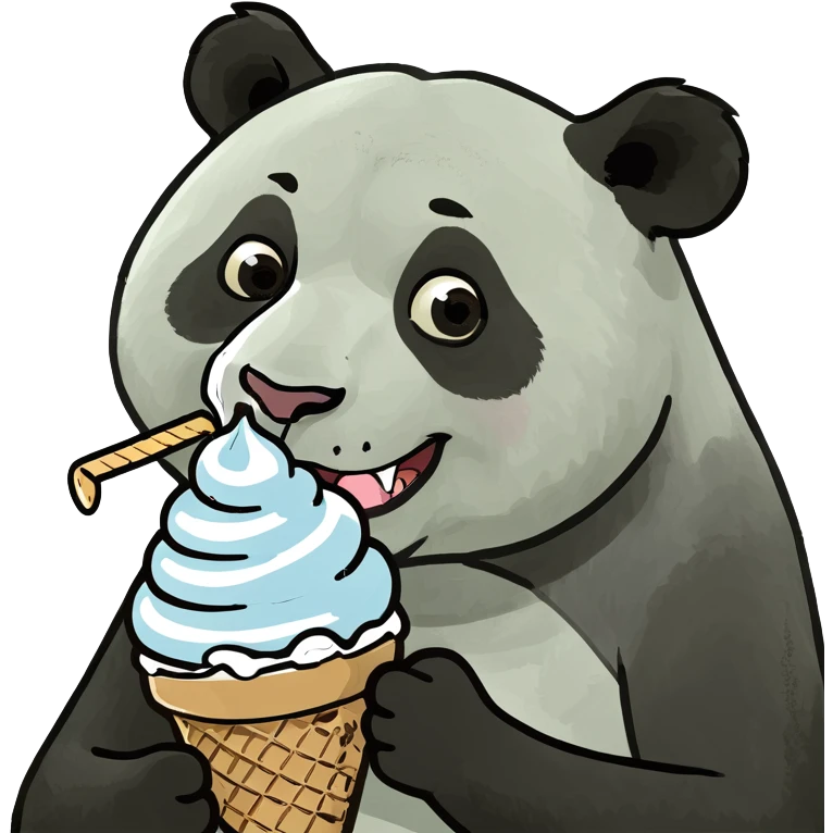 Panda eating ice cream emoji