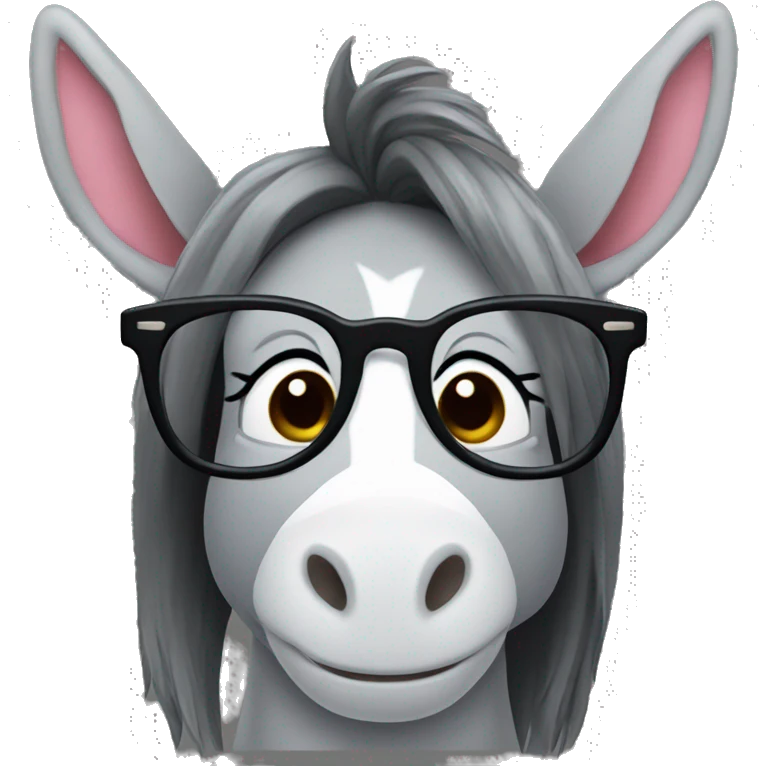 female donkey with glasses and long hair and lipstick emoji