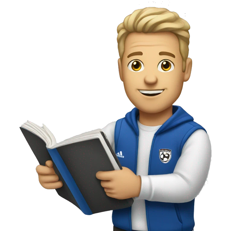 white young soccer coach holding a notebook emoji