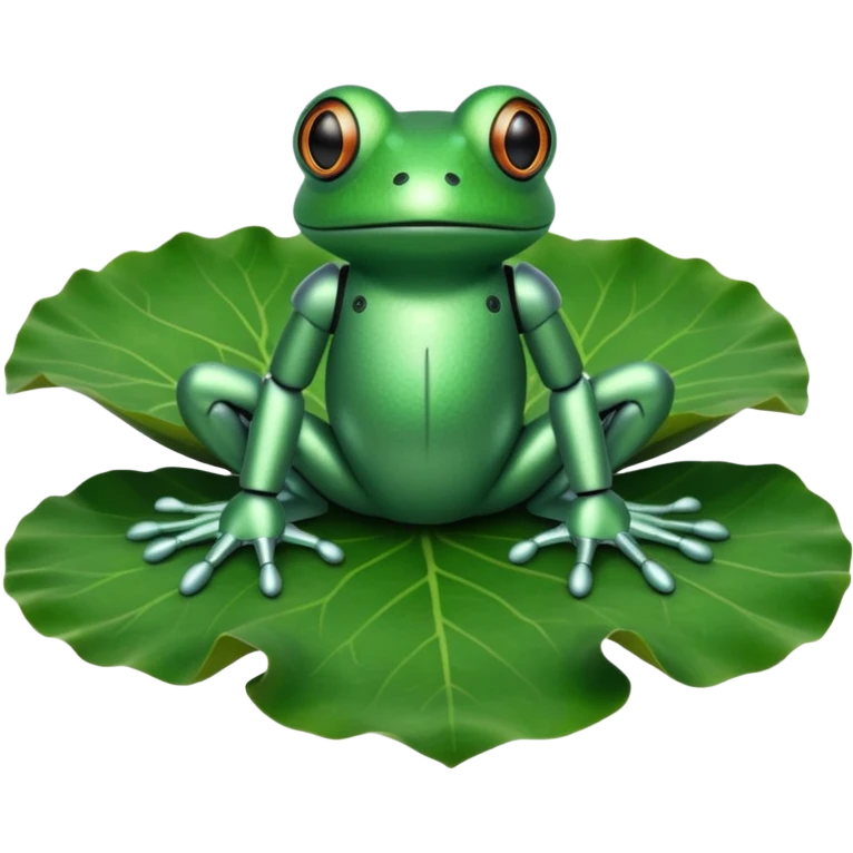 robot frog on lotus leaf emoji