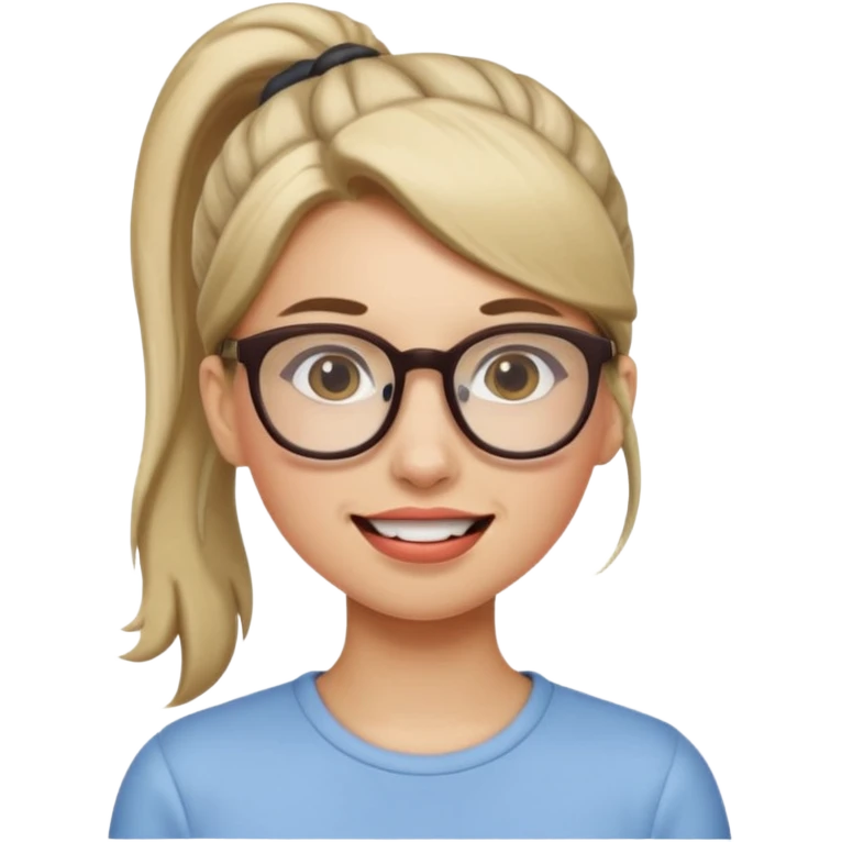  안경쓰고 덧니있는 사람 여자 포니테일 emoji
