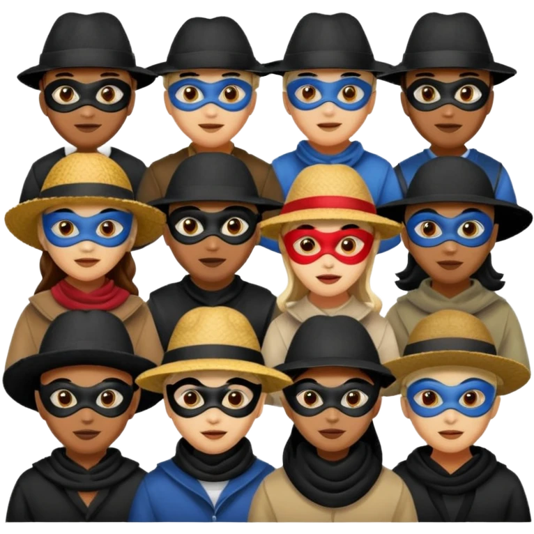 masked people with hats emoji