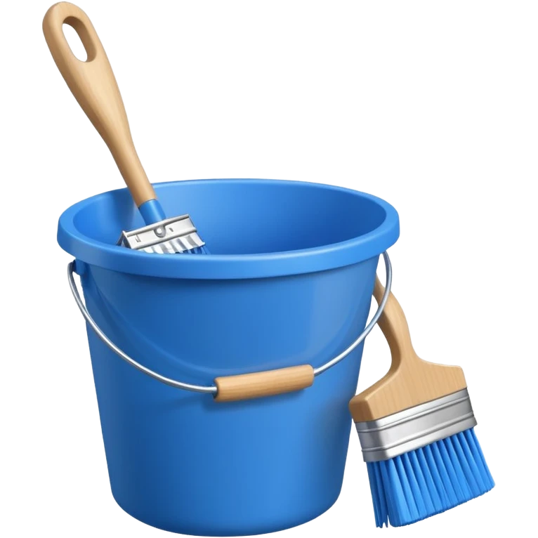 Bucket and brush for cleaning emoji