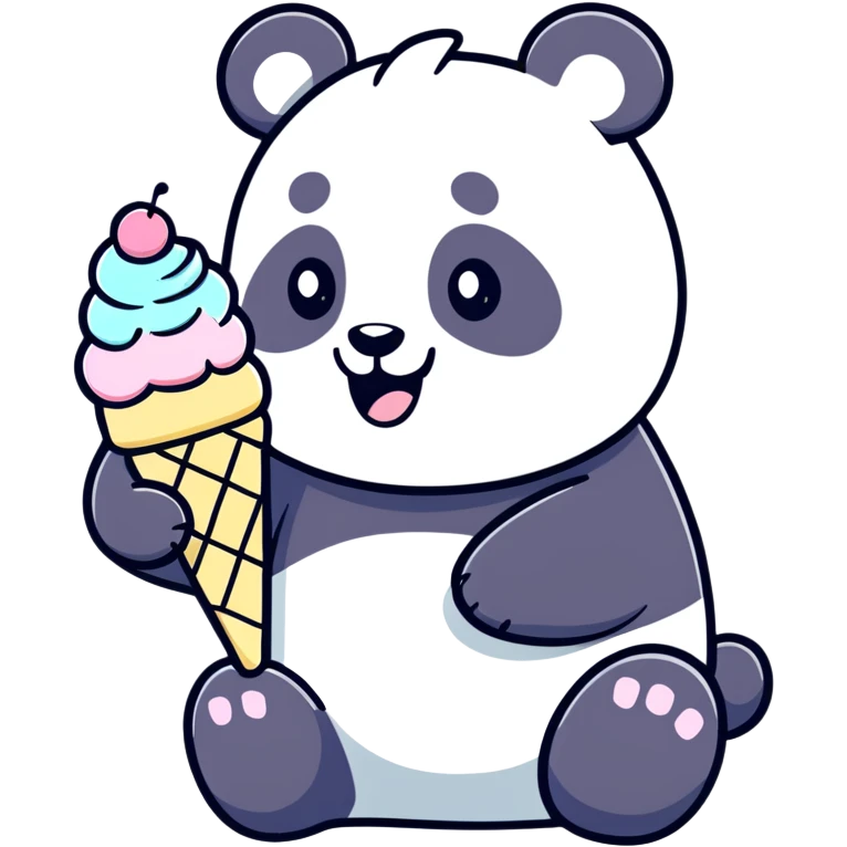 Panda eating ice cream emoji