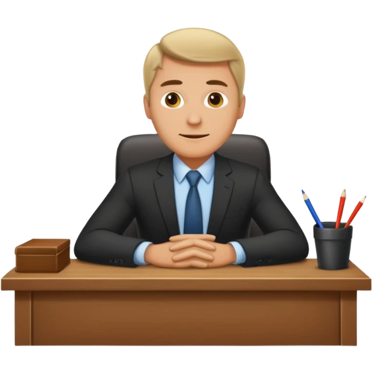 Business man sitting at a desk emoji