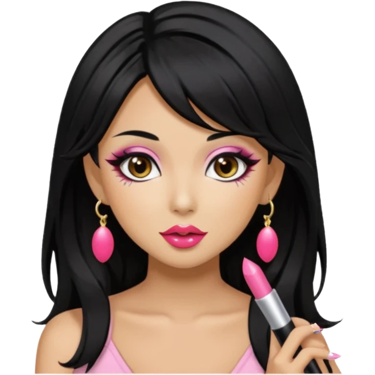 Gyaru girl black hair glossy lips emoji