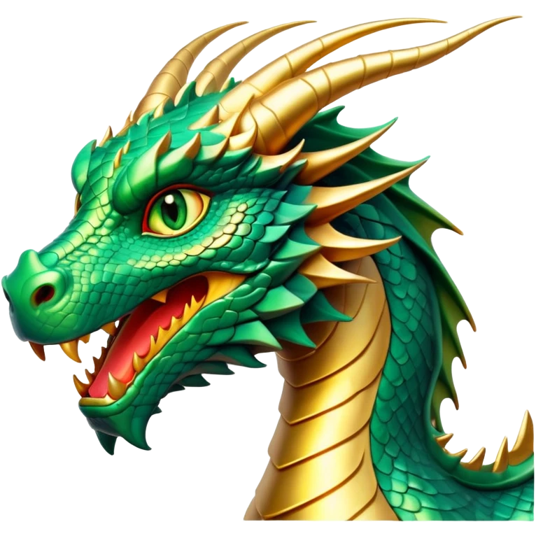 cinematic-noble-dragon-portrait-emoji,-poised-and-majestic,-with-a-sinuous,-elongated-build-and-shimmering,-scale-covered-skin-in-hues-of-emerald-and-gold,-piercing,-fiery-eyes,-simplified-yet-sharp-and-sophisticated-features,-highly-detailed emoji