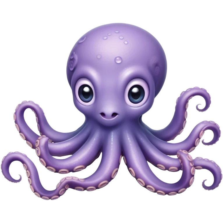 Cinematic Cute Baby Octopus Portrait Emoji, Head tilted slightly in a curious and endearing way, featuring a smooth, rounded light blue-purple body with enormous, sparkling eyes filled with warmth and innocence, delicate tentacles curling playfully, Simplified yet irresistibly adorable features, highly detailed, glowing with a soft, dreamy marine glow, high shine, affectionate and gentle, stylized with a touch of whimsical deep-sea charm, soft glowing outline, capturing the essence of a tiny, inquisitive octopus that looks ready to gently drift into your heart! emoji