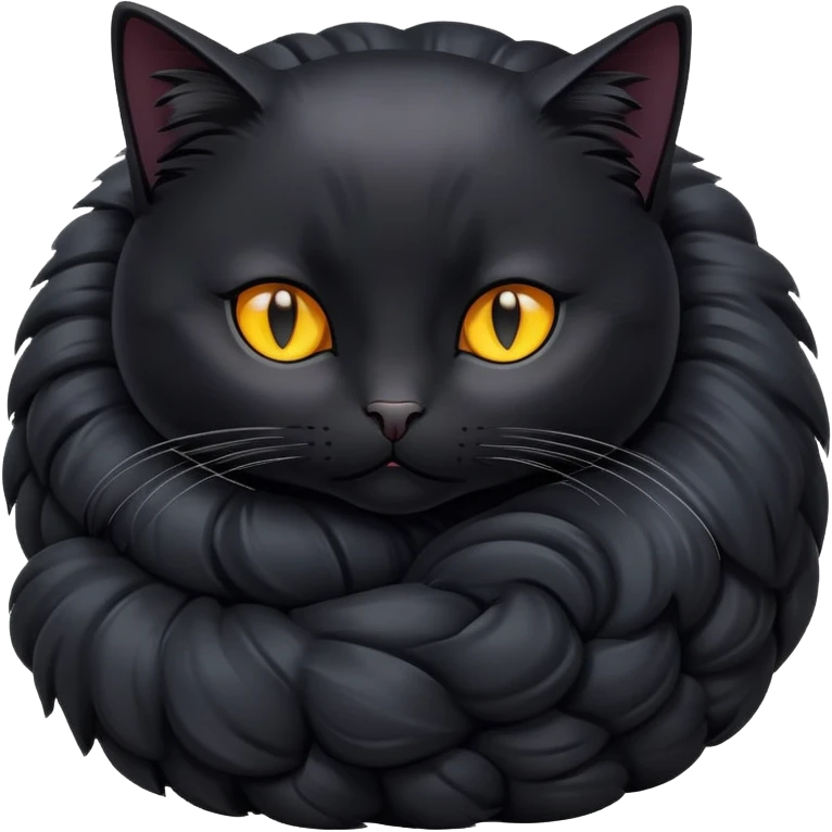 black cat, curled up emoji