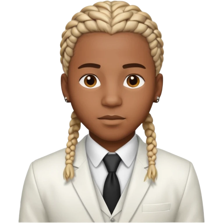 a young black guy with cornrow braids wearing a full white suit emoji