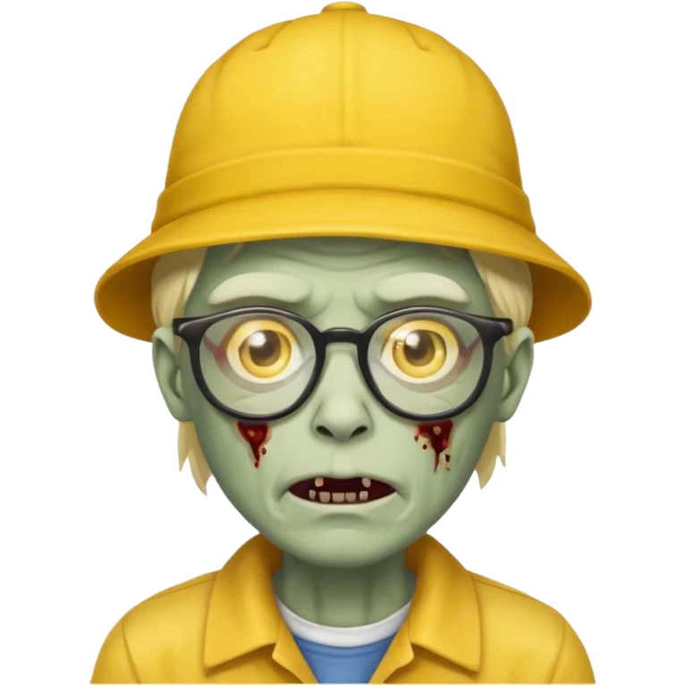 glasses zombie with yellow hat emoji