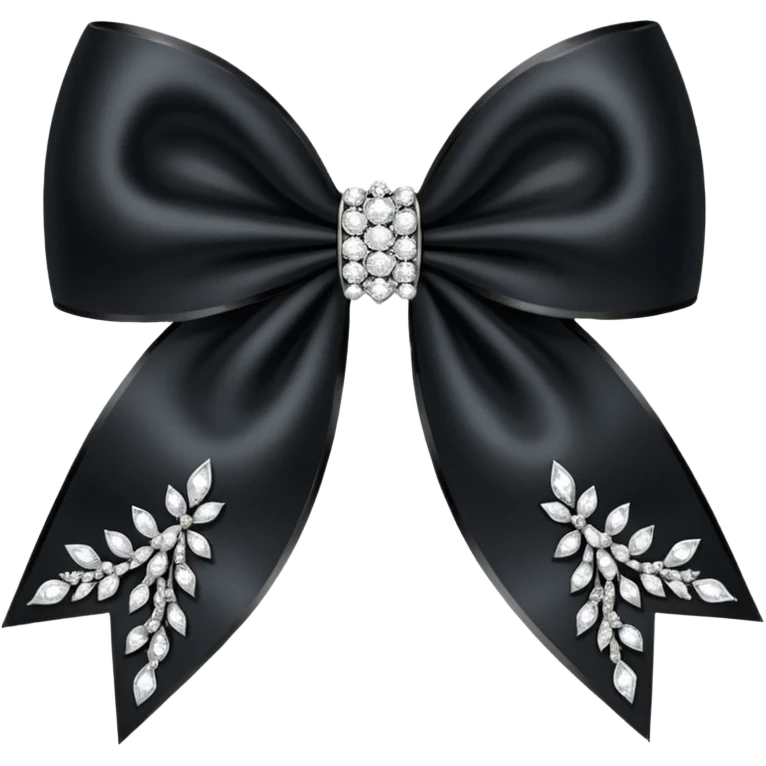 black sparkling bow with diamonds emoji