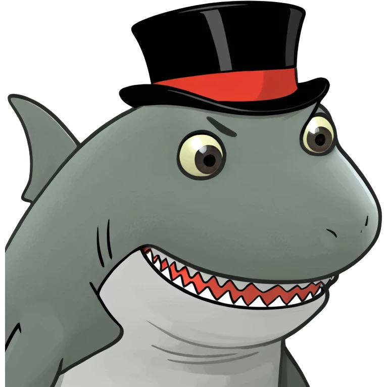 Shark with a top hat emoji