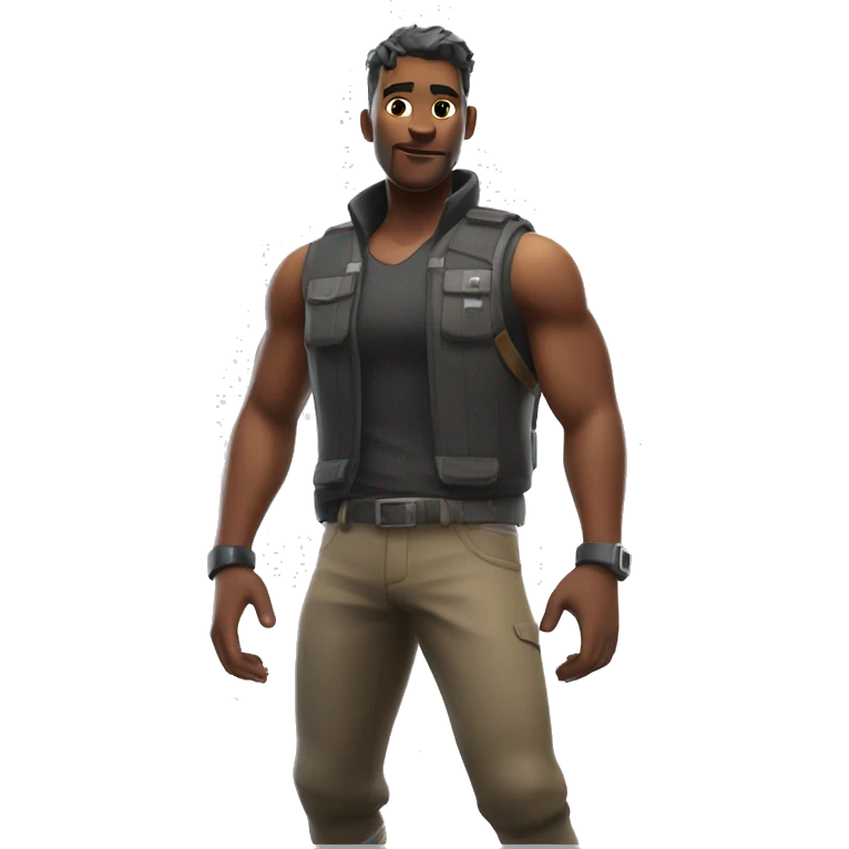 A fortnite skin doing the T pose emoji