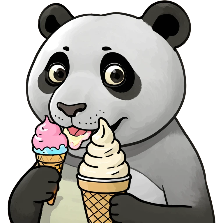 Panda eating ice cream emoji