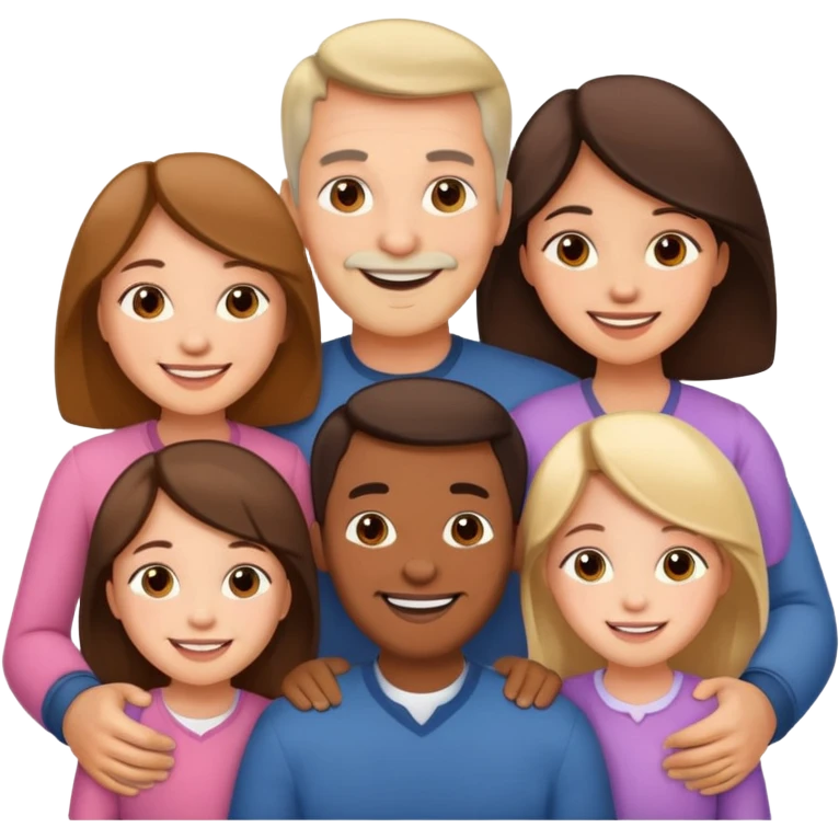 peut tu me cree une image dune famille de 5 papa maman 3 fille enfant emoji