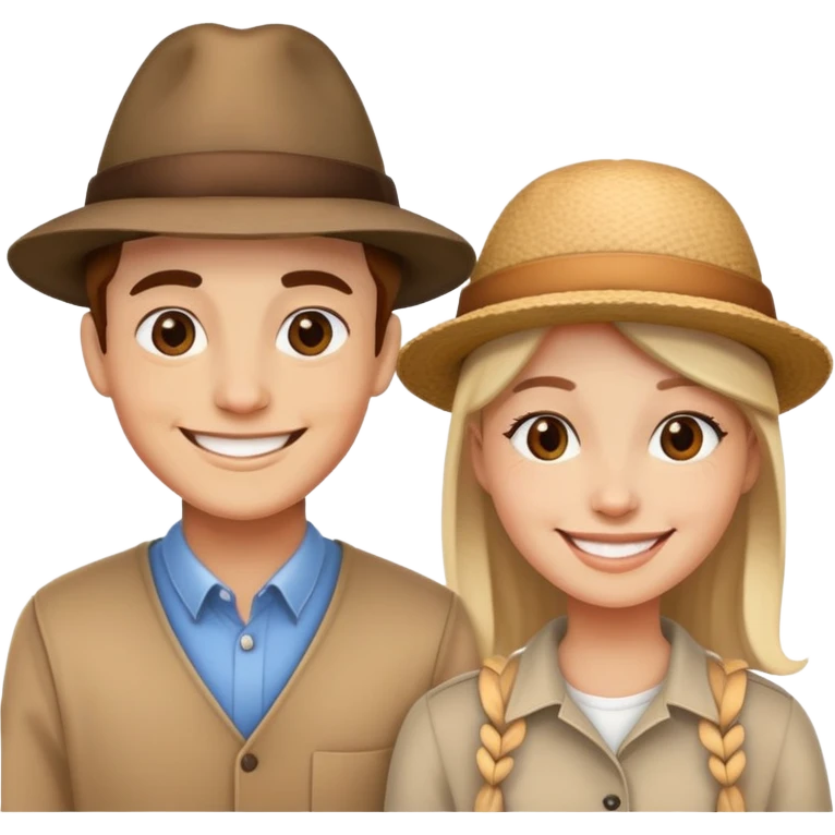 two people with different hats, smiling emoji