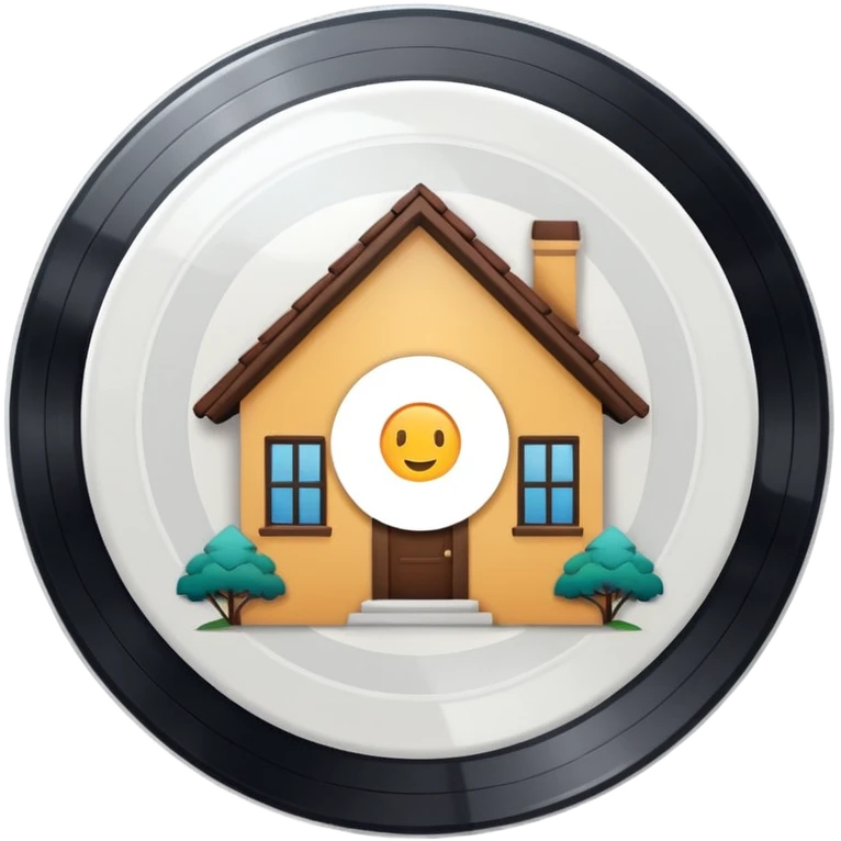 white vinyl with a house logo in the middle emoji