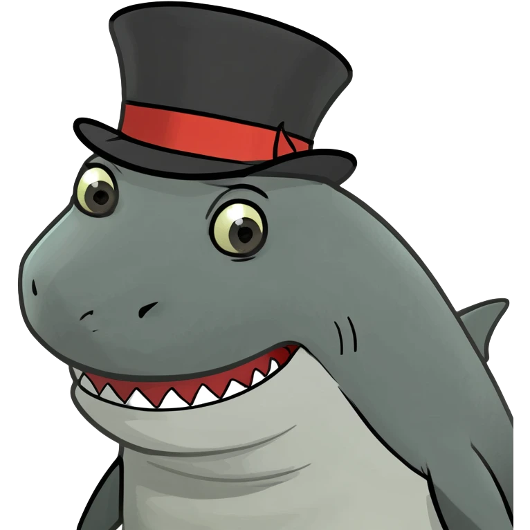 Shark with a top hat emoji