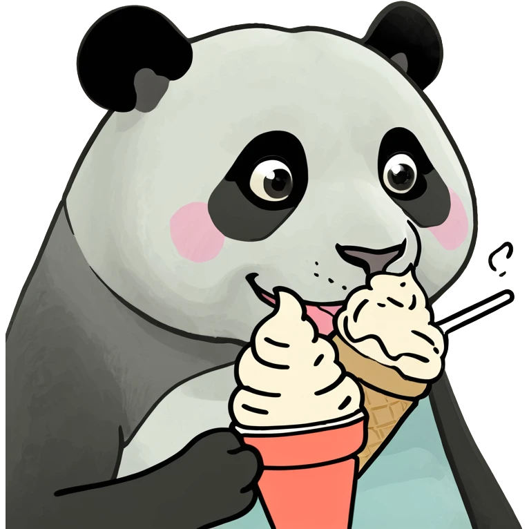 Panda eating ice cream emoji