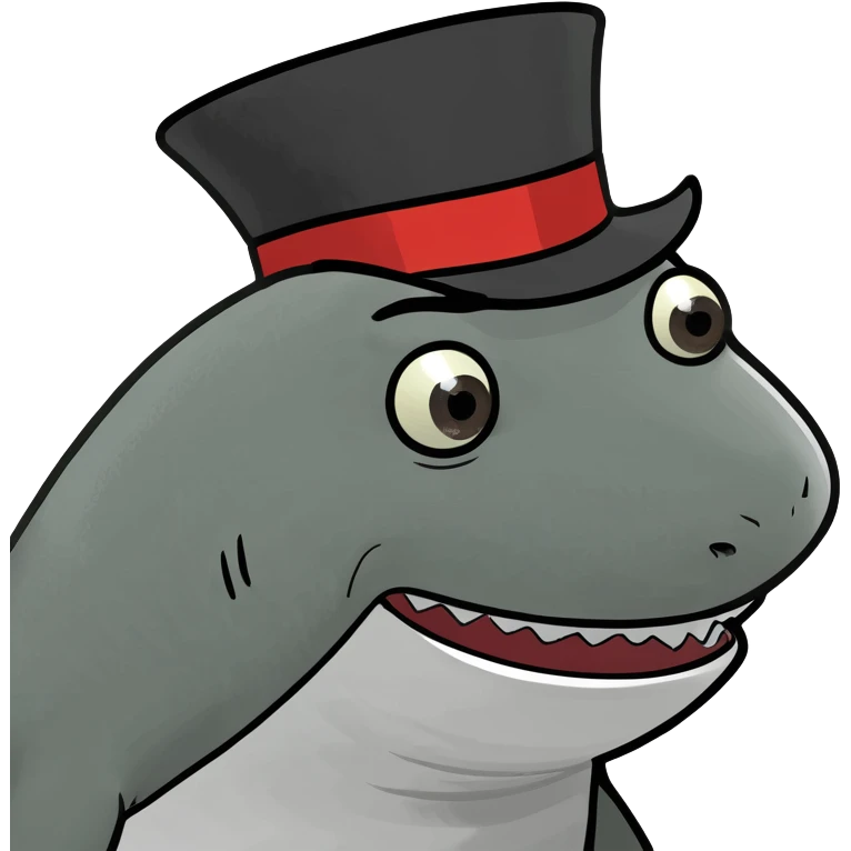 Shark with a top hat emoji