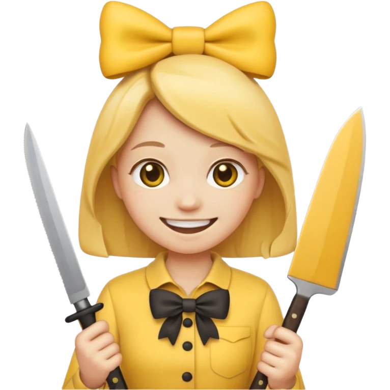 Smile emoji holding knife waring bow emoji