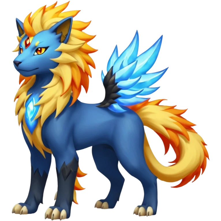 Pyroar-Solgaleo-Luxray-Fakémon-hybrid-creature (full body) emoji | AI ...