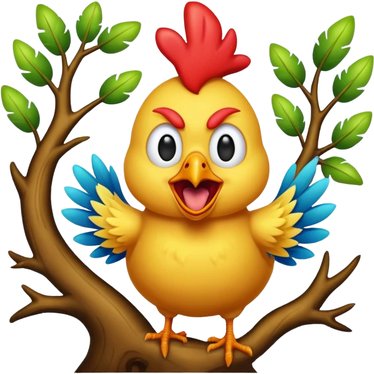 Screaming chicken in the tree meme emoji