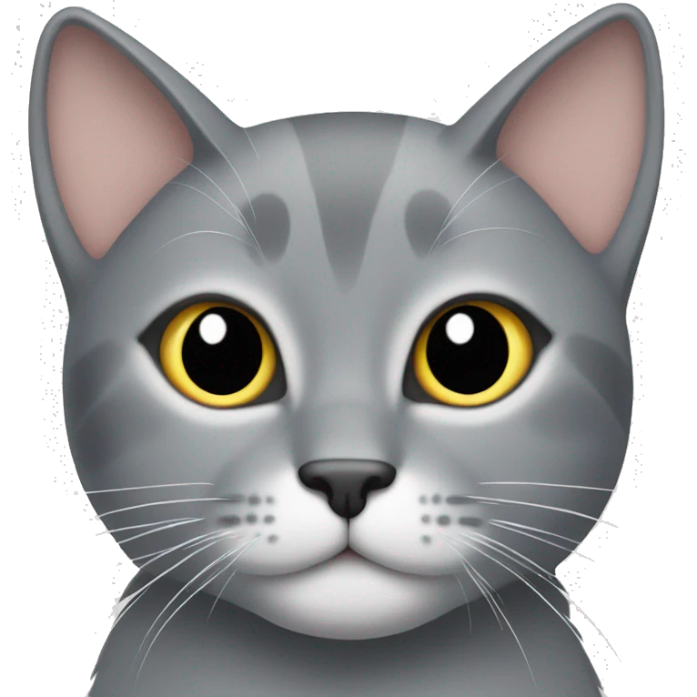 Grey cat with a white dot on its abdomen emoji