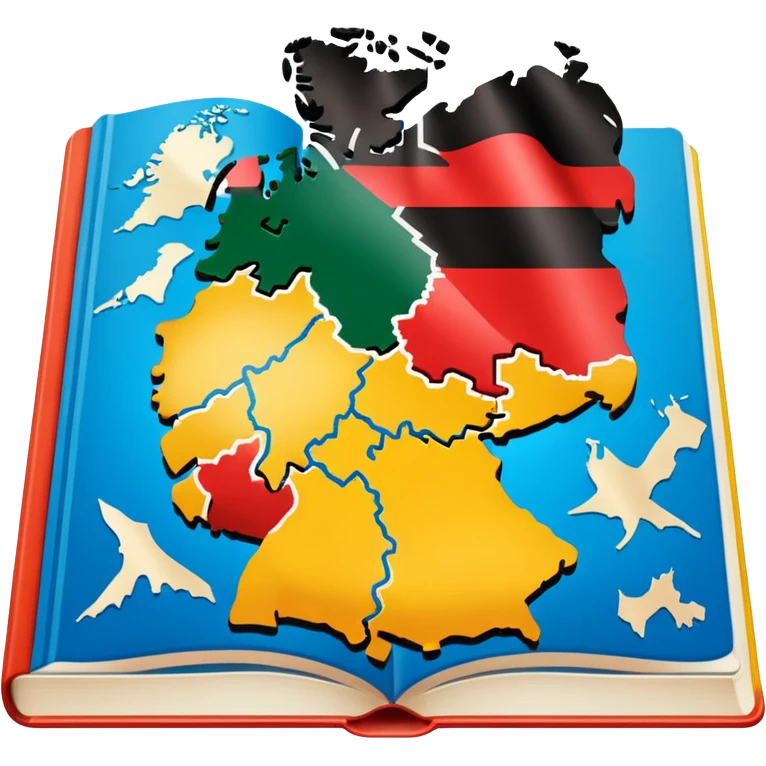 opened school textbook with a fragment of Germany emoji