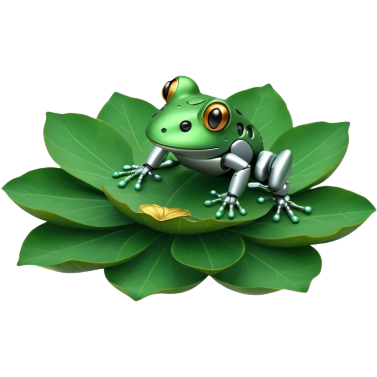 robot frog on lotus leaf emoji