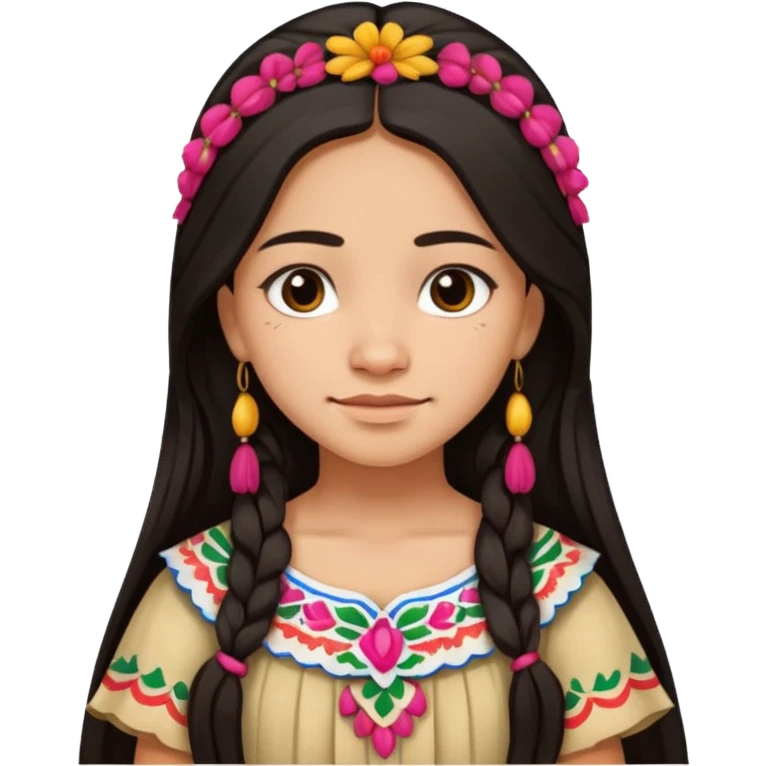 Mexican girl with very sad smile emoji