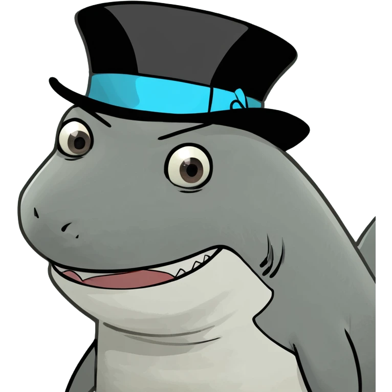 Shark with a top hat emoji