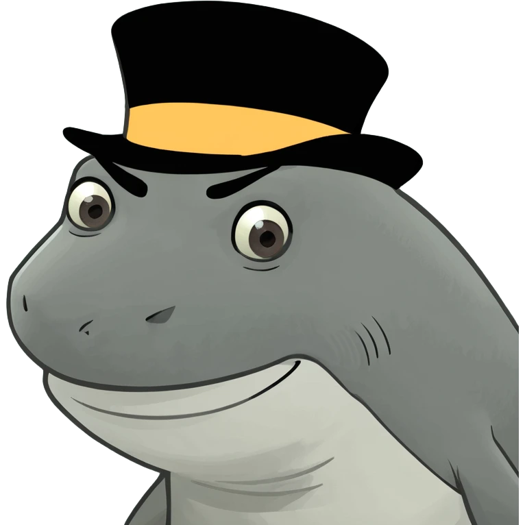 Shark with a top hat emoji