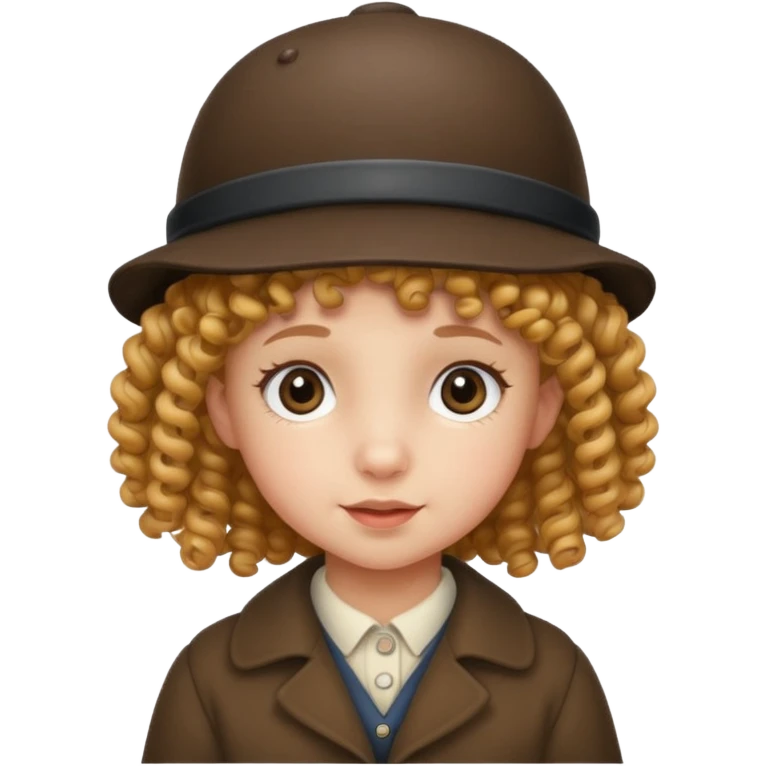 a little girl kid with curly hair, deerstalker emoji