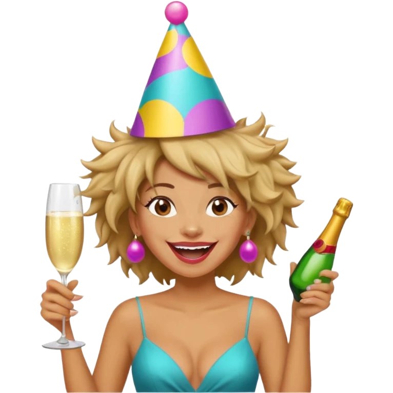 Funny, fast-talking, a little unpredictable. Life of the party vibes. woman with crazy hair
more dinamic emoji  emoji