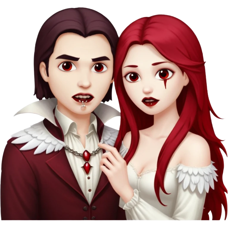 Vampire man biting angel woman emoji