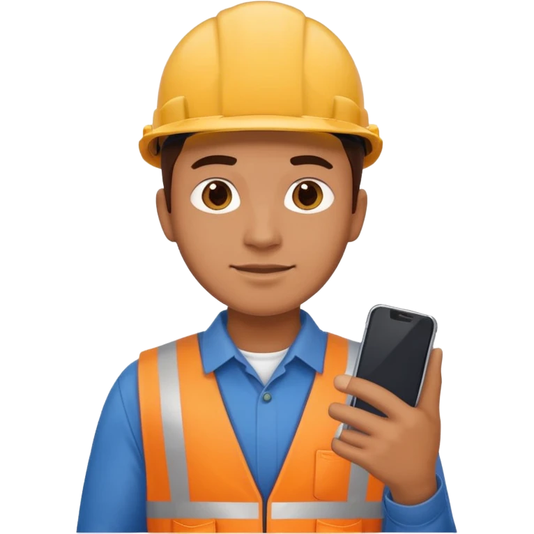 blue collar worker with smartphone emoji