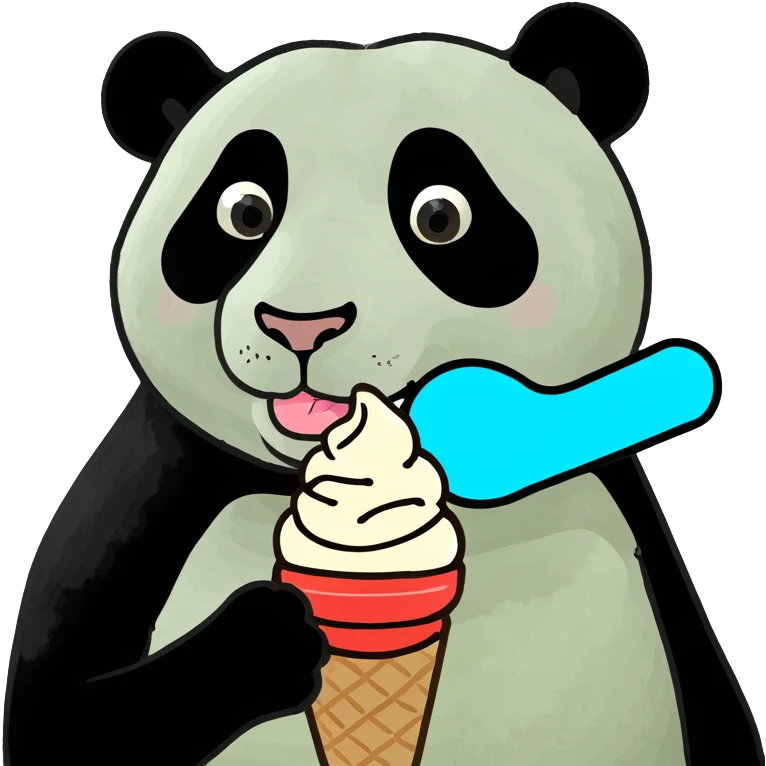 Panda eating ice cream emoji