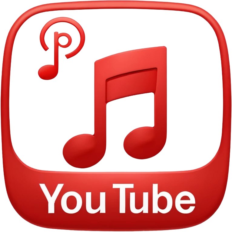 YouTube Music certification logo, simple and recognizable, red play button with music note emoji