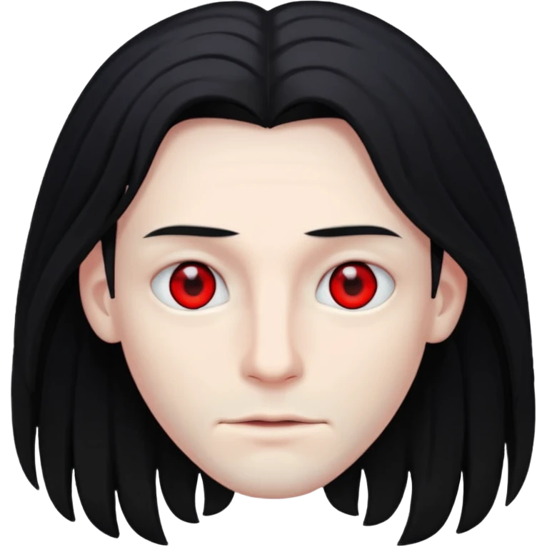 Мужчина с черными длинными волосами, и красными глазами  emoji