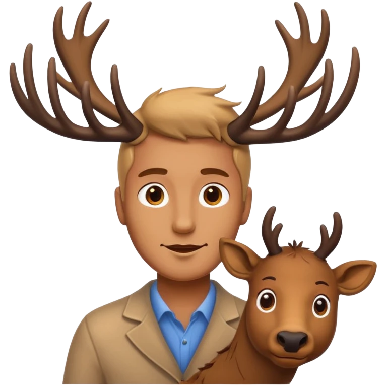 a man painting an elk, emoji style, simple and expressive, minimal and clear, bright and cheerful emoji