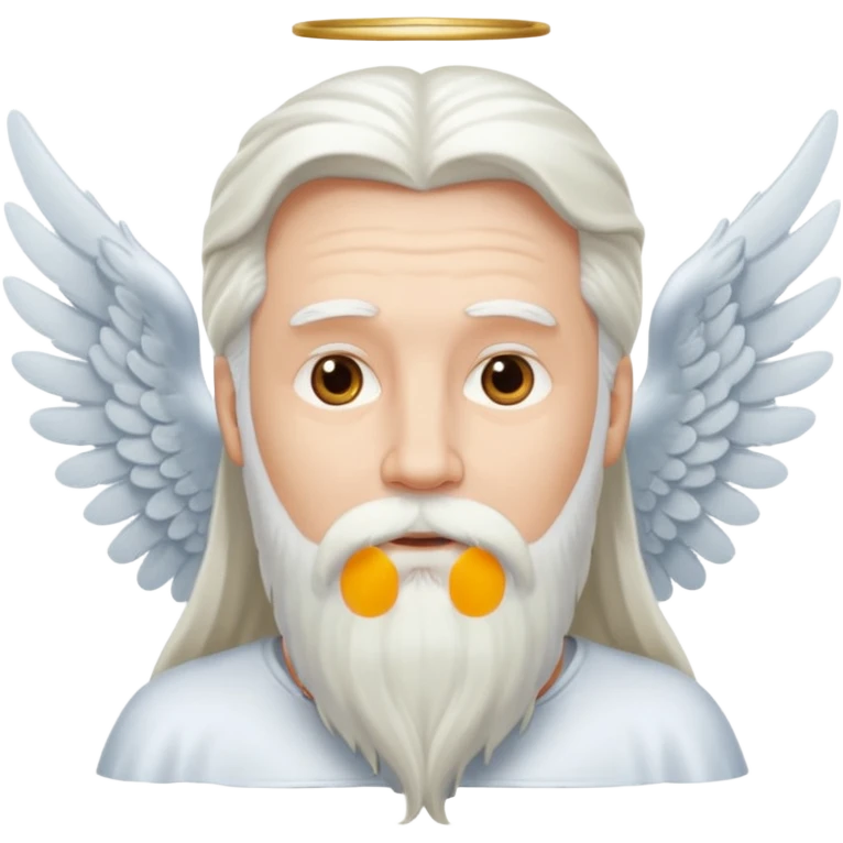 long whire hair, white bearded man angel emoji