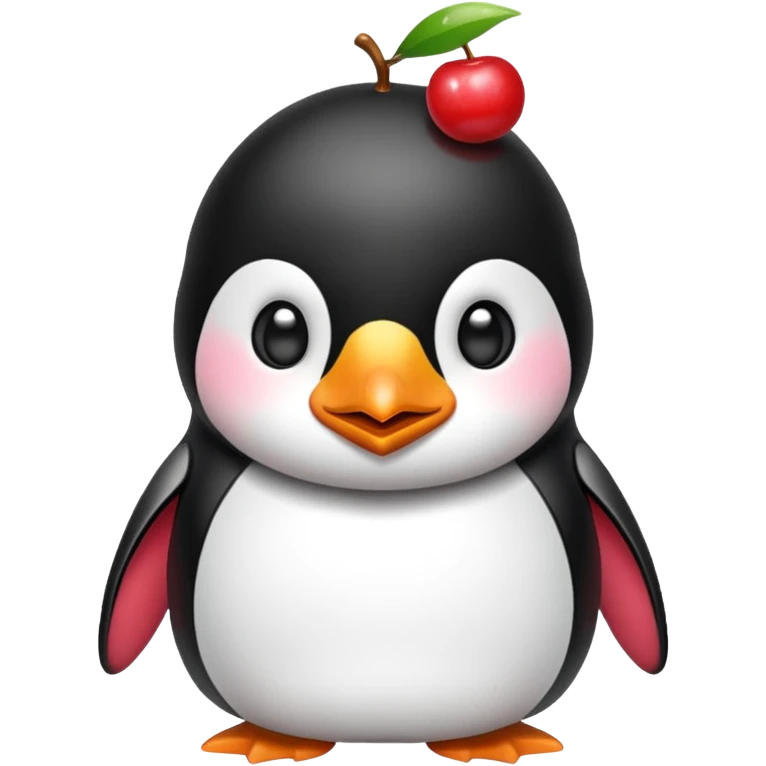 Penguin cherry face emoji