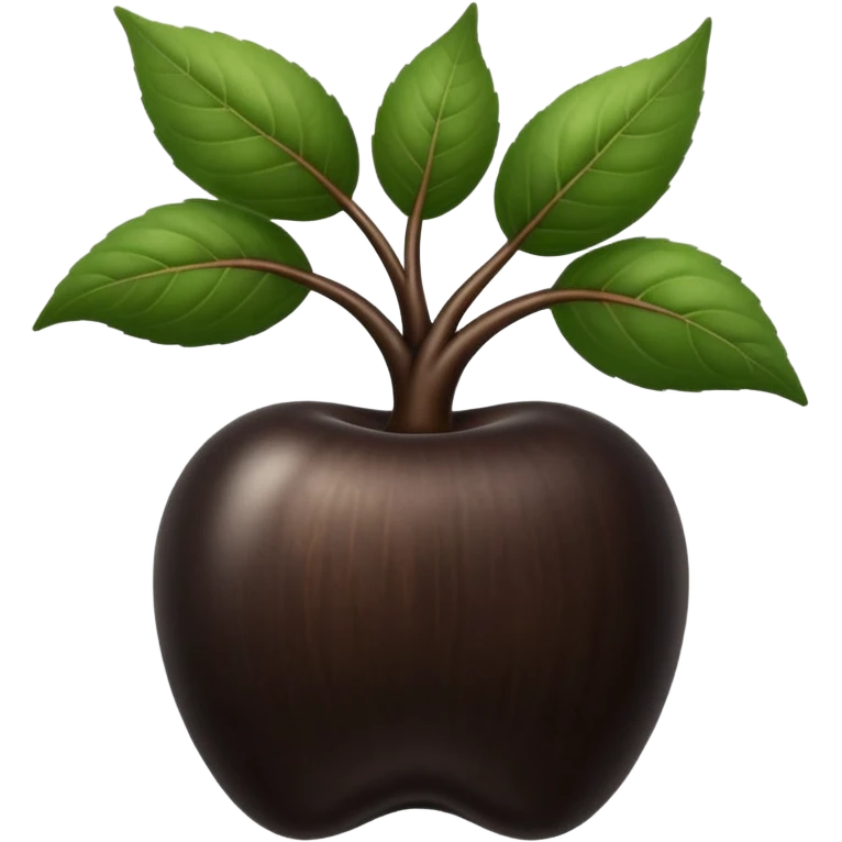 A black ginseng root (heuksam), in Apple iPhone emoji style. Dark brown-black glossy color, subtle texture on the root, elegant curves, vibrant but natural tones, smooth gradients, clean simple shapes, no outlines, slight 3D depth.
 emoji