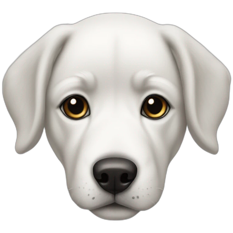 white 50 pound puppy with two black patches emoji